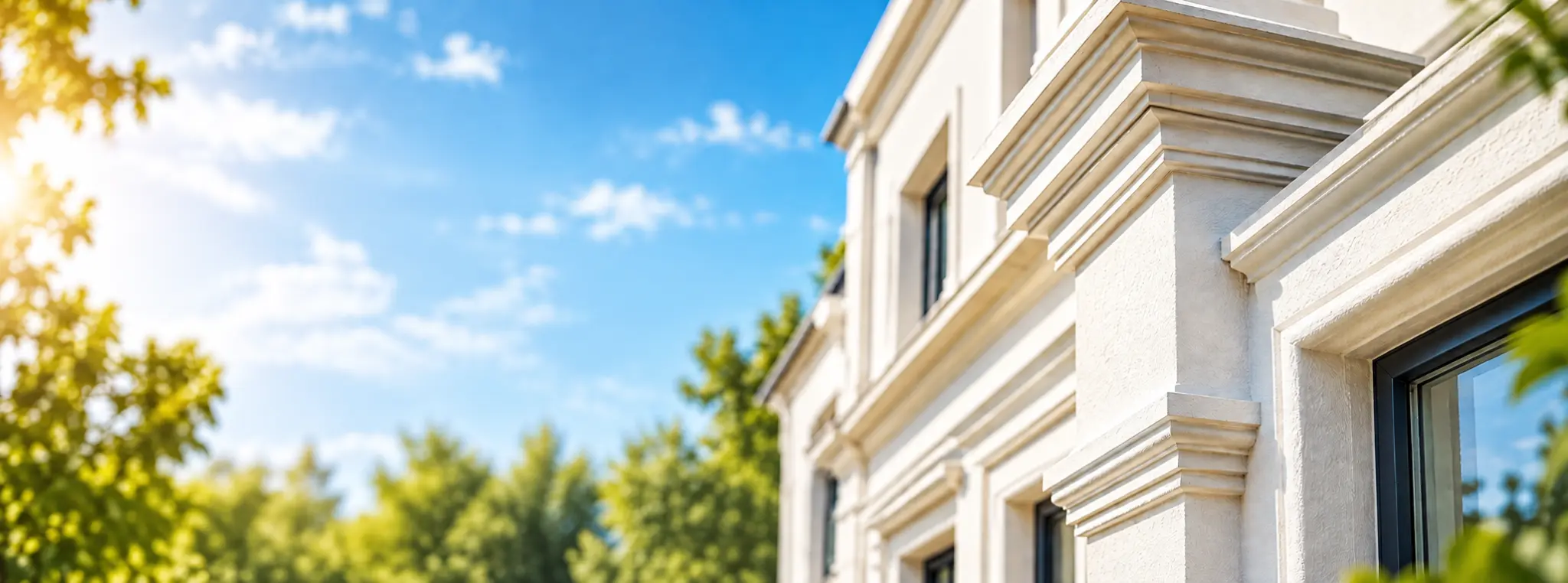 Elegante Fassade mit Stuckprofilen